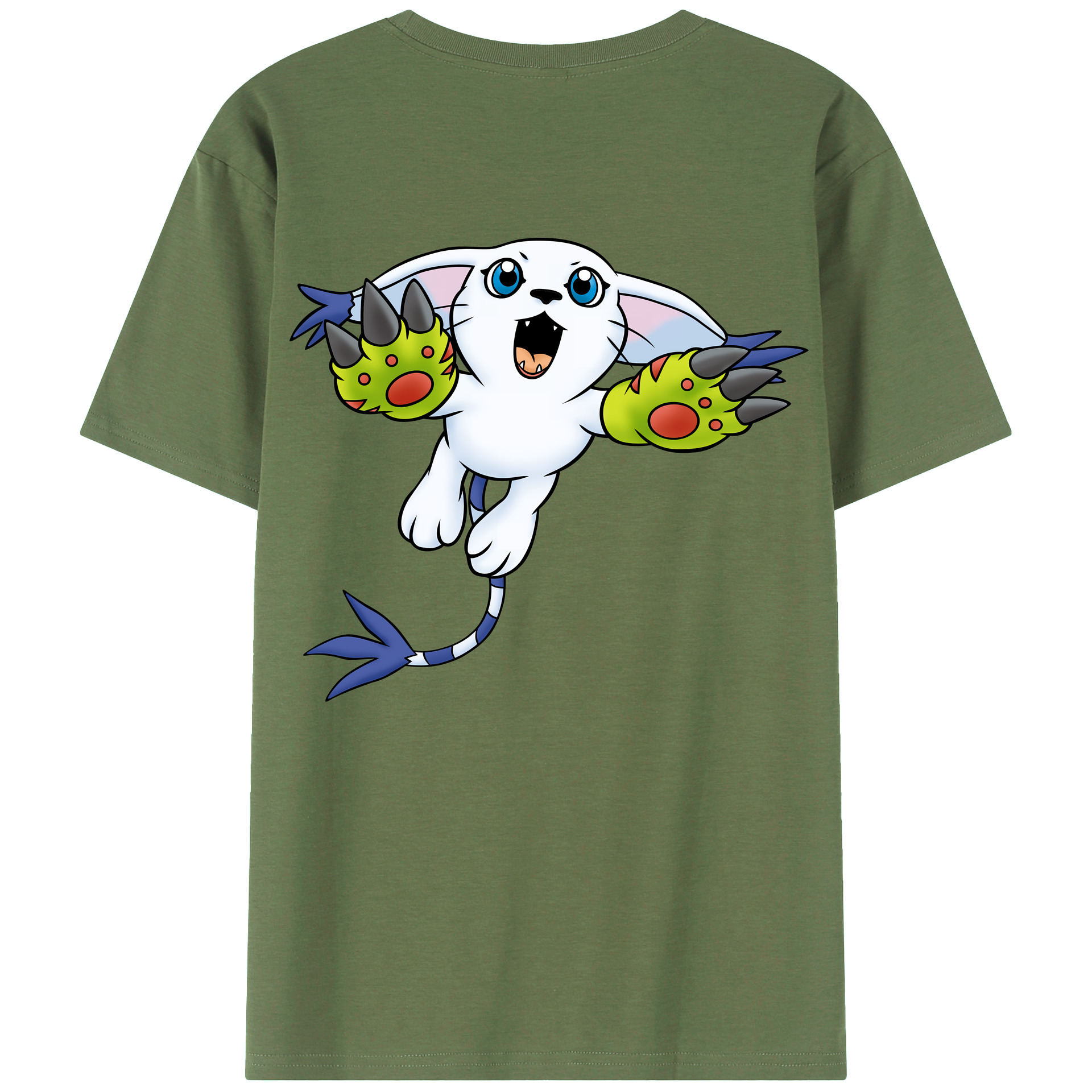 （画像用） Digimon デジタルモンスター/デジモン 綿100％ メンズ半袖Tシャツ（バックプリント） 通気性